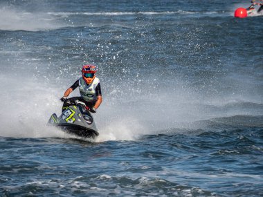 Olbia, İtalya - Haziran 02 - 2019 Aquabike Dünya Şampiyonası Grand Prix İtalya