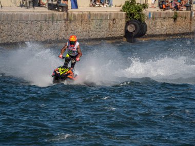 Olbia, İtalya - Haziran 02 - 2019 Aquabike Dünya Şampiyonası Grand Prix İtalya