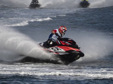 Olbia, İtalya - Haziran 02 - 2019 Aquabike Dünya Şampiyonası Grand Prix İtalya