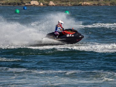 Olbia, İtalya - Haziran 02 - 2019 Aquabike Dünya Şampiyonası Grand Prix İtalya