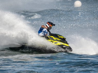Olbia, İtalya - Haziran 02 - 2019 Aquabike Dünya Şampiyonası Grand Prix İtalya