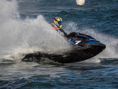 Olbia, İtalya - Haziran 02 - 2019 Aquabike Dünya Şampiyonası Grand Prix İtalya