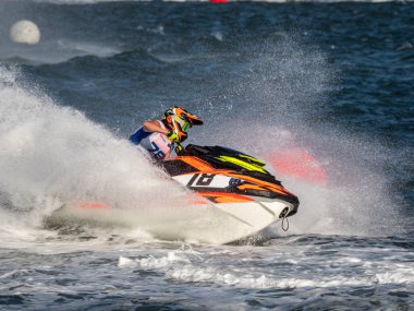 Olbia, İtalya - Haziran 02 - 2019 Aquabike Dünya Şampiyonası Grand Prix İtalya