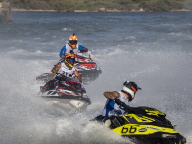 Olbia, İtalya - Haziran 02 - 2019 Aquabike Dünya Şampiyonası Grand Prix İtalya