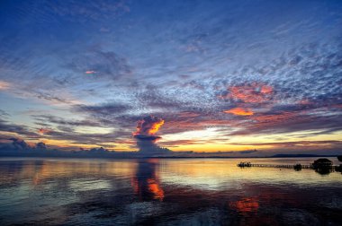 Gün batımında denizin güzel bir resmi.