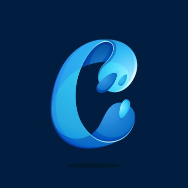 C harfi ile su dalgaları ve damla.