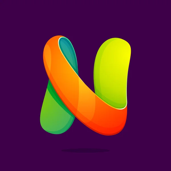 N letra colorido logotipo . — Vector de stock