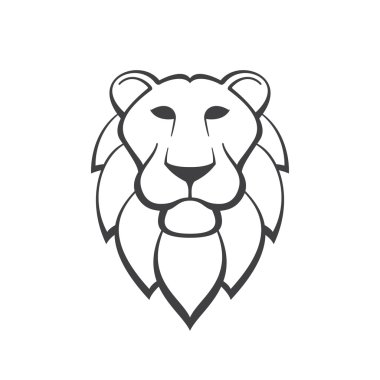 Aslan düz vektör logo baş.