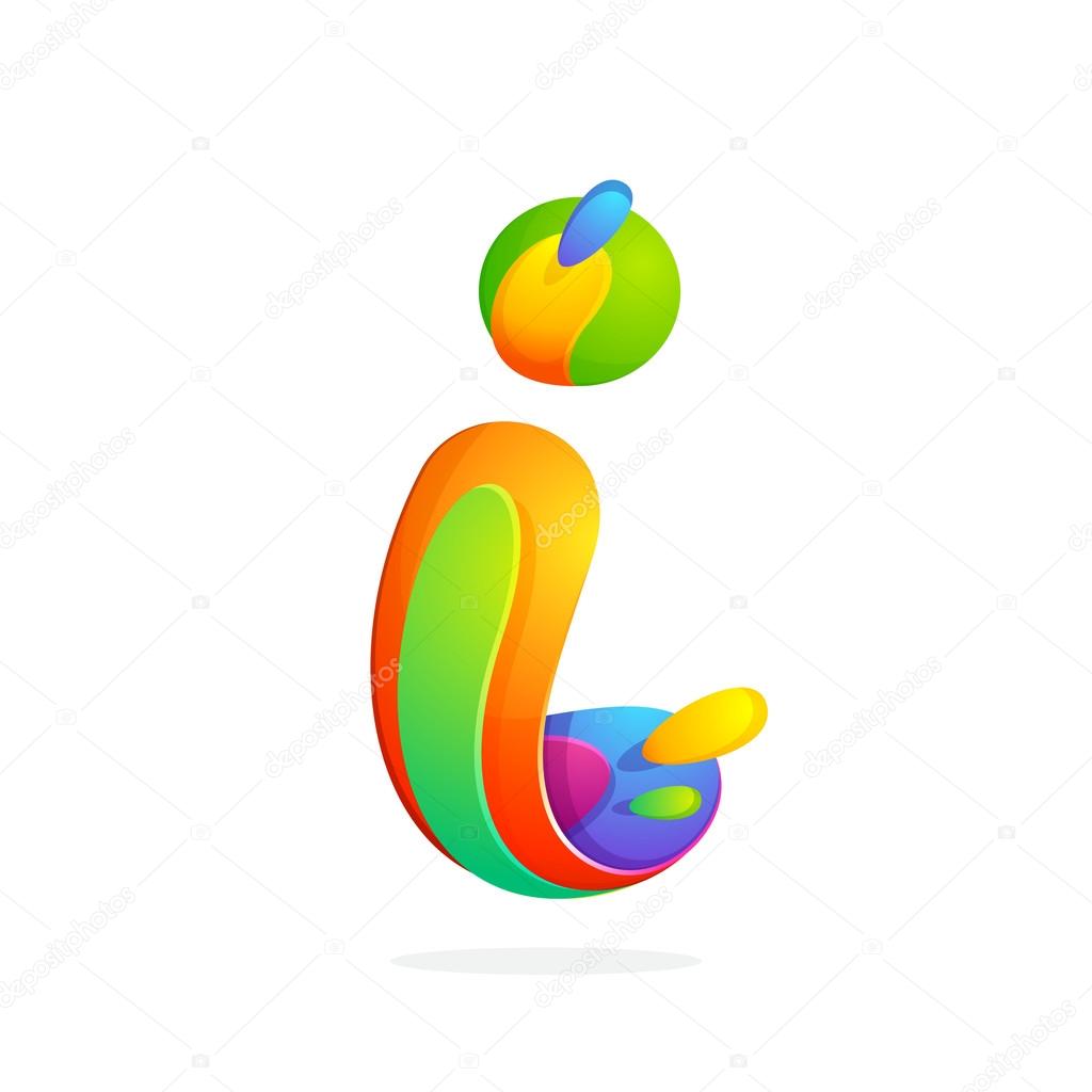 I letter colorful logo.