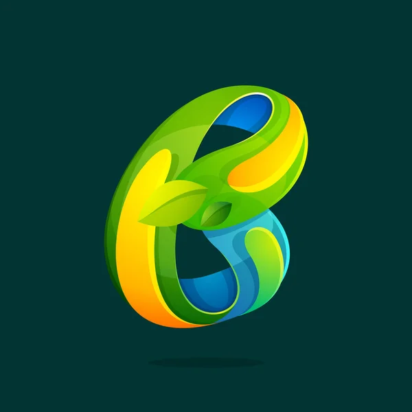 Γράμμα B με πράσινα φύλλα οικολογικό λογότυπο. — Διανυσματικό Αρχείο