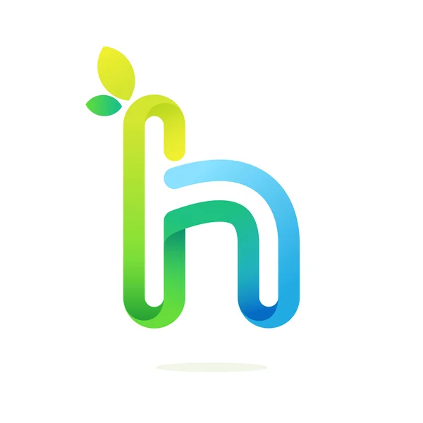 緑の葉エコ ロゴと H の手紙. — ストックベクタ
