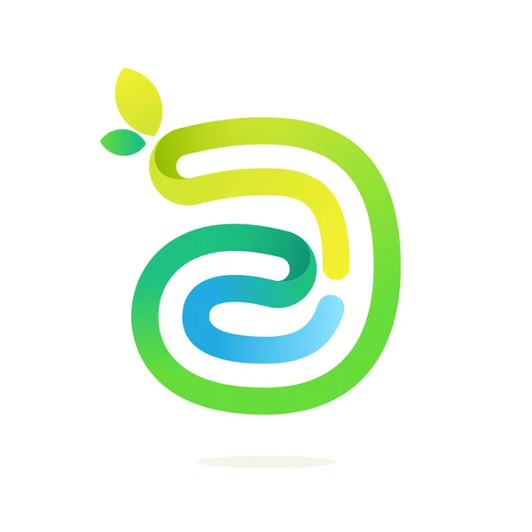 Letter A met groene bladeren eco logo. — Stockvector