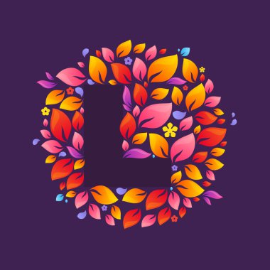 L harfi logo daire alevler içinde