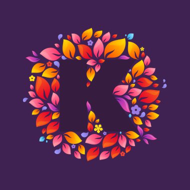 K harfi logo daire alevler içinde