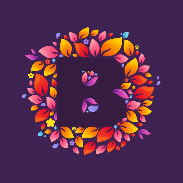 炎の輪で B 文字ロゴ — ストックベクタ