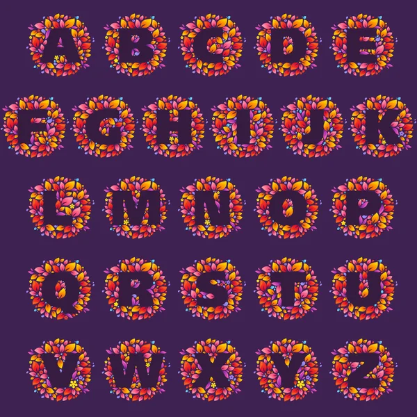 Alfabeto letras logotipos en círculo de llamas . — Archivo Imágenes Vectoriales