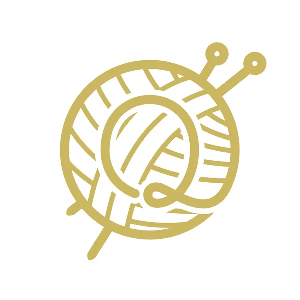 Q logotipo carta com novelo de fios e agulhas de tricô . —  Vetores de Stock