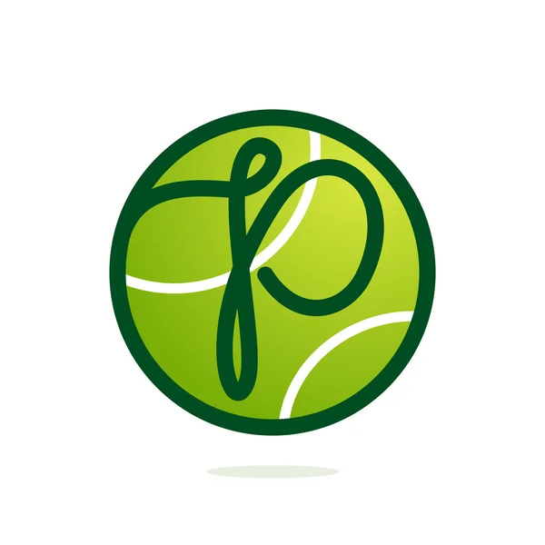 P Buchstabe Logo mit Tennisball. — Stockvektor