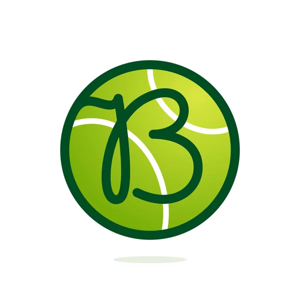 B Buchstabe Logo mit Tennisball. — Stockvektor