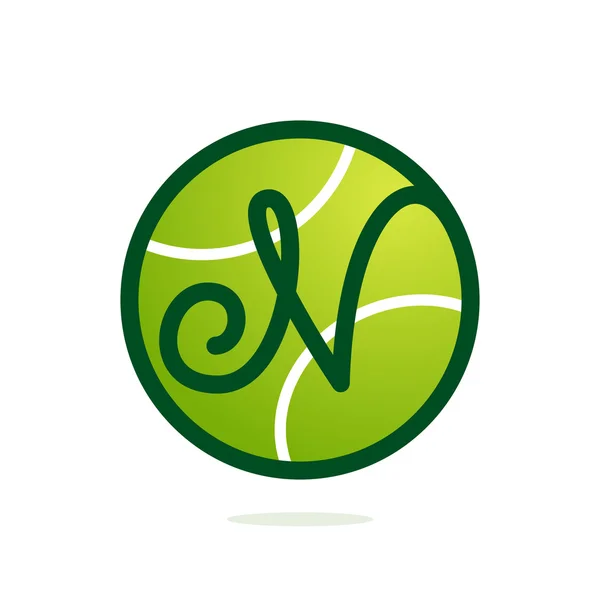 N Letter Logo mit Tennisball. — Stockvektor