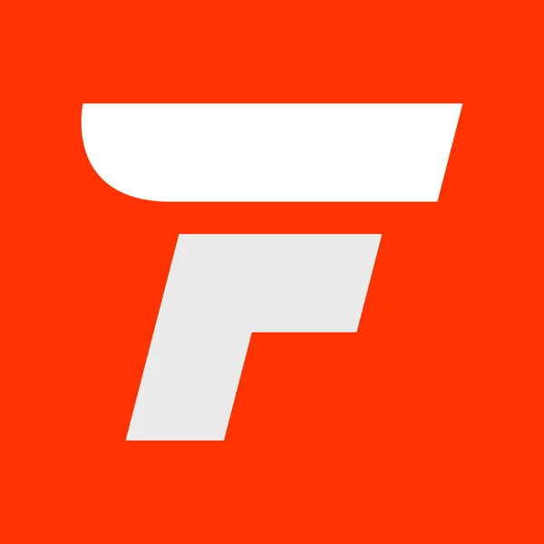 Логотип буквы F с крылом на красном . — стоковый вектор