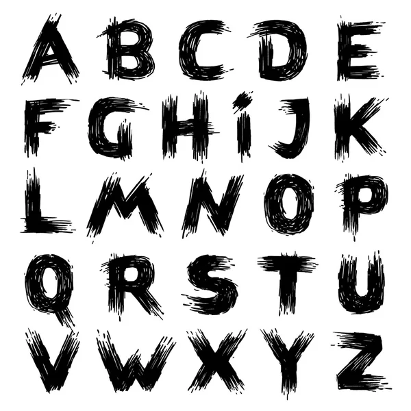 Lettres alphabétiques peintes avec un stylo feutre . — Image vectorielle