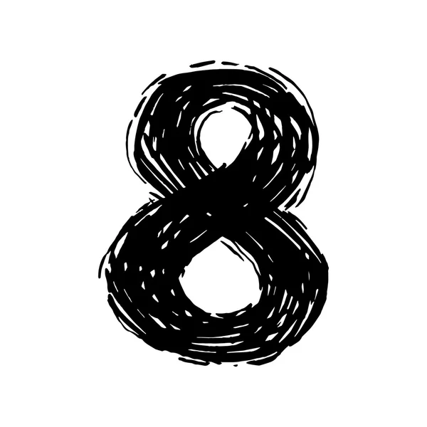 Номер восемь нарисован войлочной ручкой . — стоковый вектор