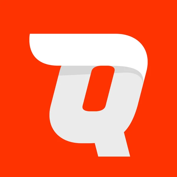 Q litera logo z skrzydło na czerwono. — Wektor stockowy