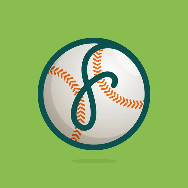 F lettera logo con palla da baseball . — Vettoriale Stock
