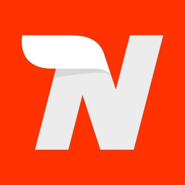Λογότυπο γράμμα N με ένα φτερό στο κόκκινο. — Διανυσματικό Αρχείο