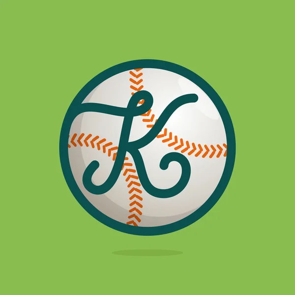 Logo litera K z baseball piłki. — Wektor stockowy