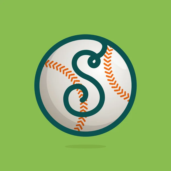 野球ボール S 文字ロゴ. — ストックベクタ