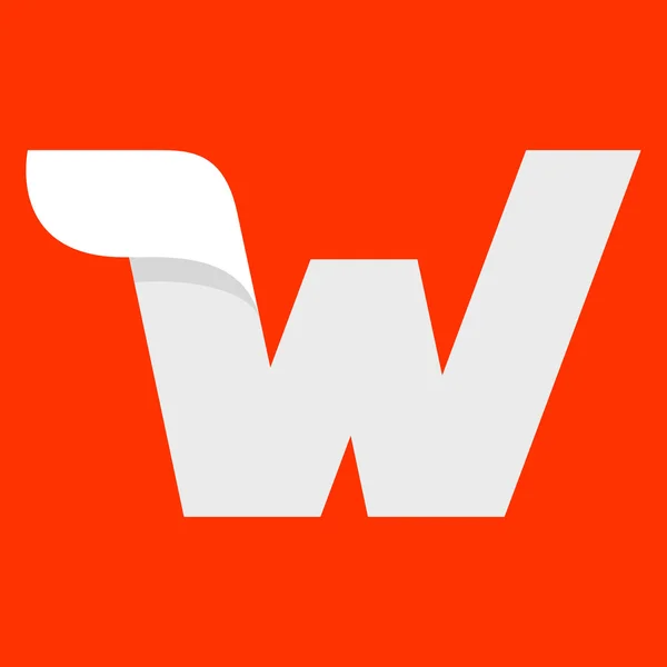 W brief logo met een vleugel op rood. — Stockvector