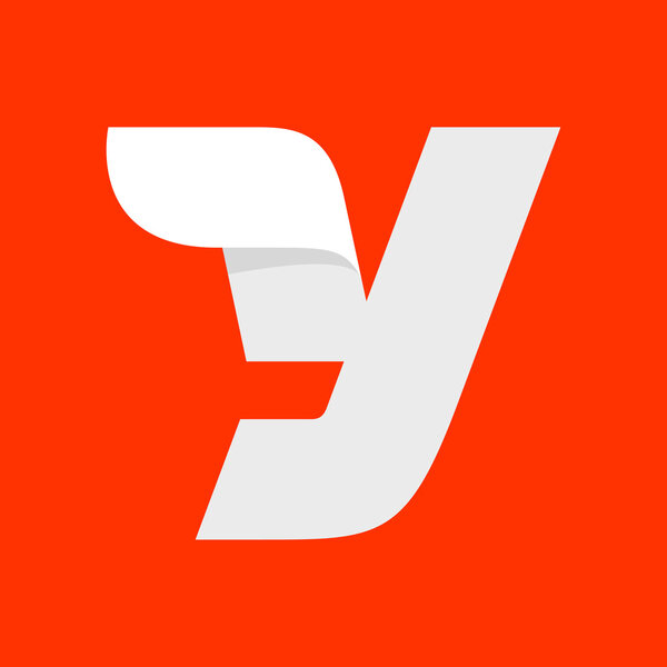 Y letter logo with a wing on red.