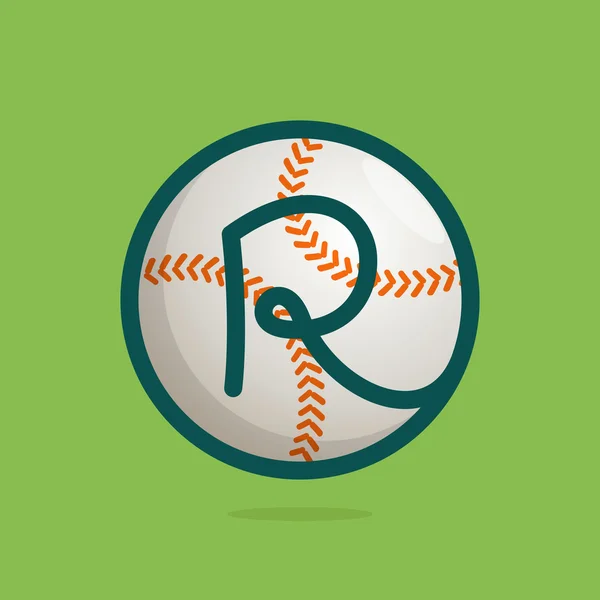 R list logo z baseball piłki. — Wektor stockowy
