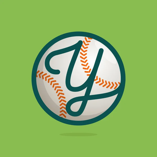 Y list logo z baseball piłki. — Wektor stockowy