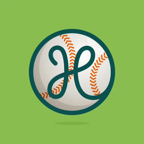 H brief logo met honkbal. — Stockvector