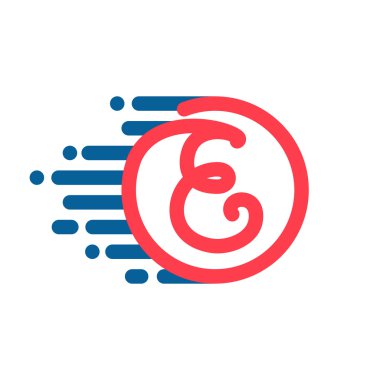 E mektup logo hız hattı ile daire.
