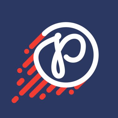 P harfi logo hız hattı ile daire.