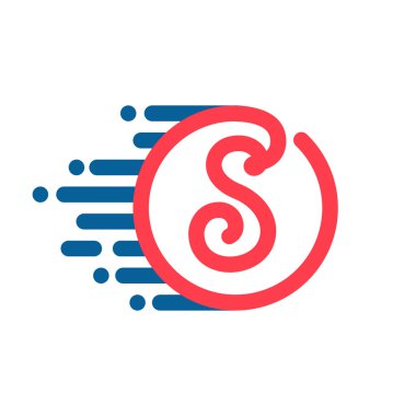 S harfi logo hız hattı ile daire.