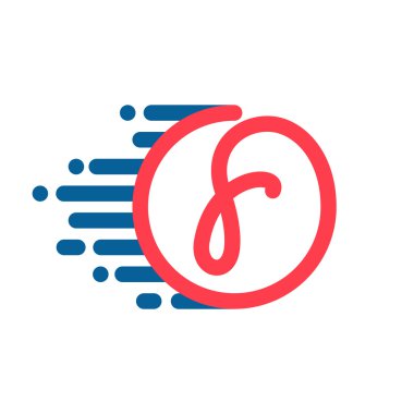 F harf logo hız hattı ile daire.