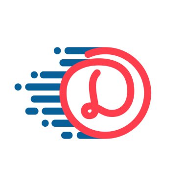 D harfi logo hız hattı ile daire.