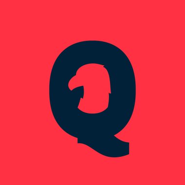 Q kartal negatif boşluk logolu harfi.