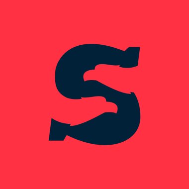 S harfi logosu ile kartal negatif boşluk.