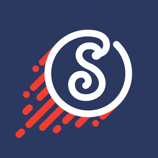 S-logo van de brief in cirkel met snelheid lijn. — Stockvector