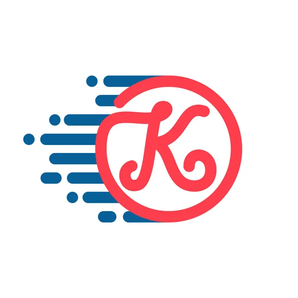 Logo huruf K dalam lingkaran dengan garis kecepatan . - Stok Vektor