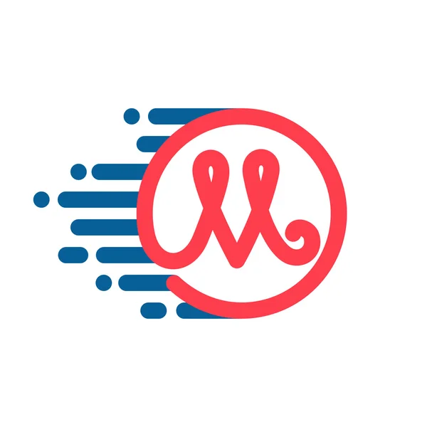 Letter M-logo in cirkel met snelheid lijn. — Stockvector