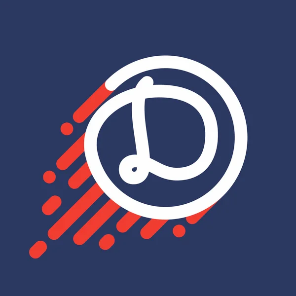 Επιστολή λογότυπο D σε κύκλο με ταχύτητα γραμμής. — Διανυσματικό Αρχείο