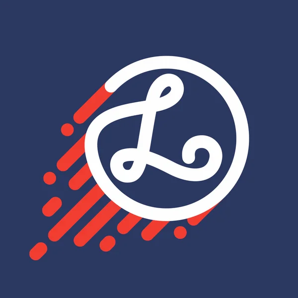 Logotipo de letra L em círculo com linha de velocidade . — Vetor de Stock