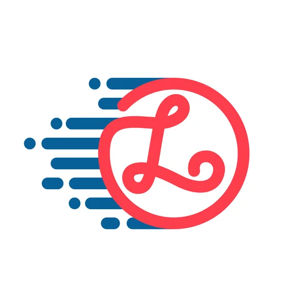 Логотип літери L у колі з лінією швидкості . — стоковий вектор